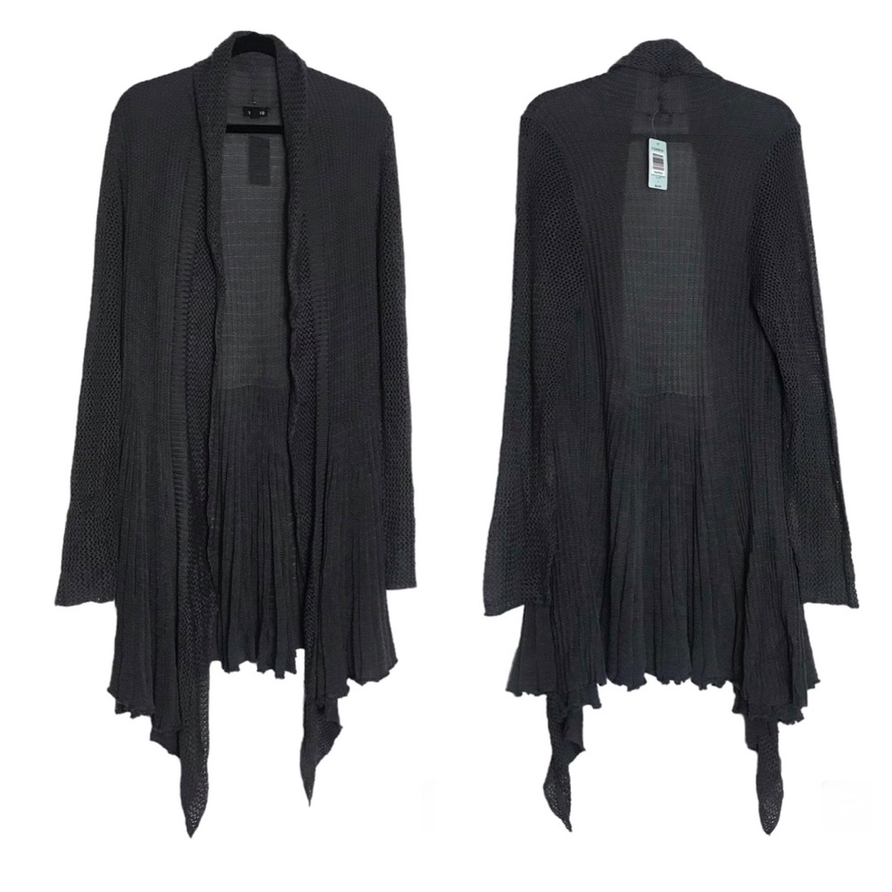 Torrid Womens Gray Open Knit Waterfall Open Front Duster Cardigan Size 2 2X Goth